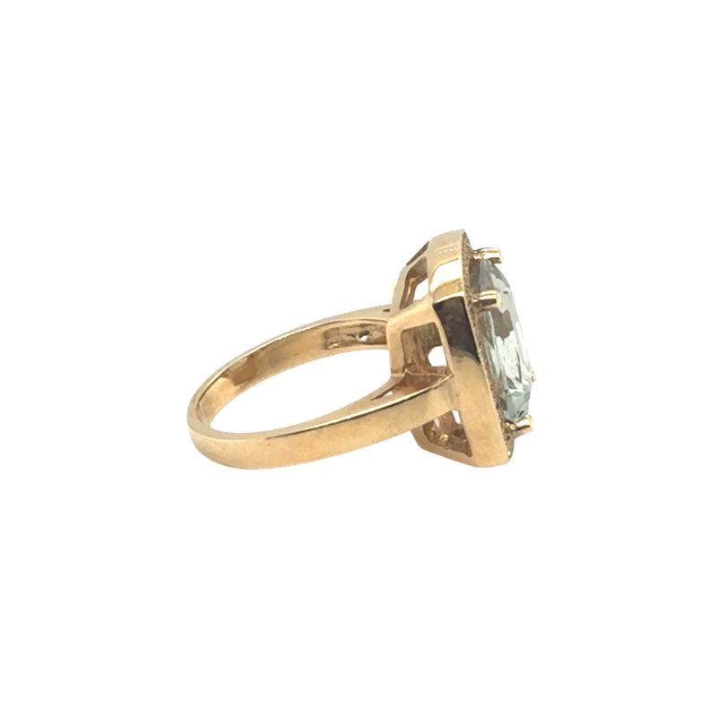 Miligrain Halo and Green Amethyst Cocktail Ring - Image 2