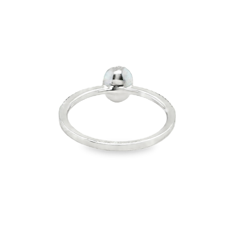 Pave Oval Ruby Center Diamond Ring, 18kt White - Image 2
