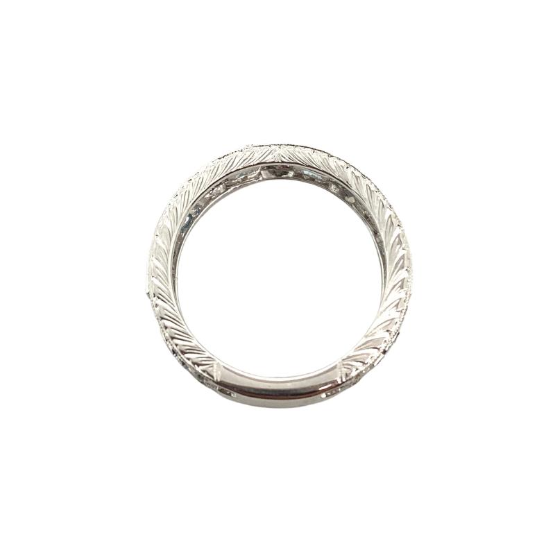 Emerald Cut Blue Topaz Diamond Open Style Milgrain Band - Image 3