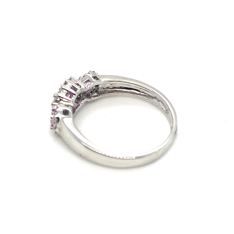 Three Oval Pink Sapphire and Diamond Ring - Image 2
