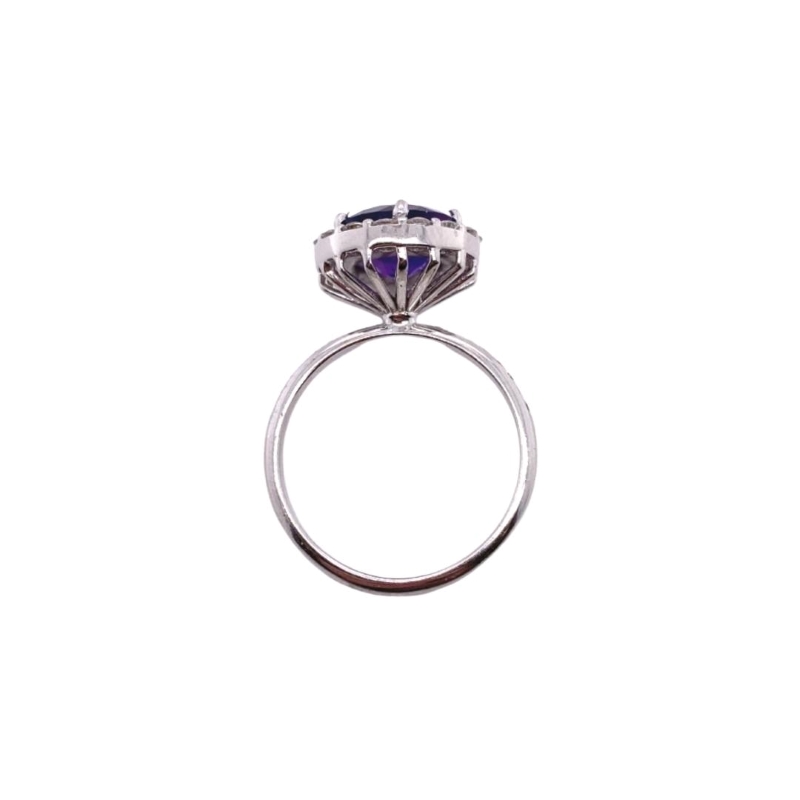 High-Set Amethyst and Diamond Halo Cocktail Ring - Image 3