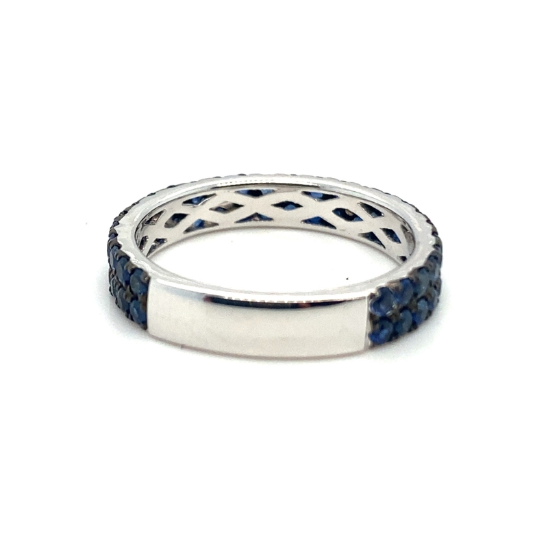 18kt White Gold Two Row Sapphire Band - Image 2
