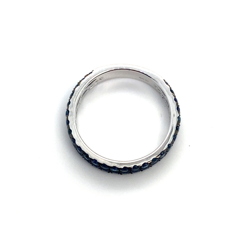 18kt White Gold Two Row Sapphire Band - Image 3