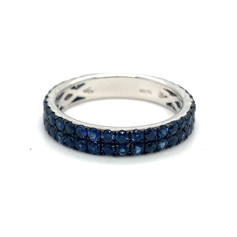 18kt White Gold Two Row Sapphire Band
