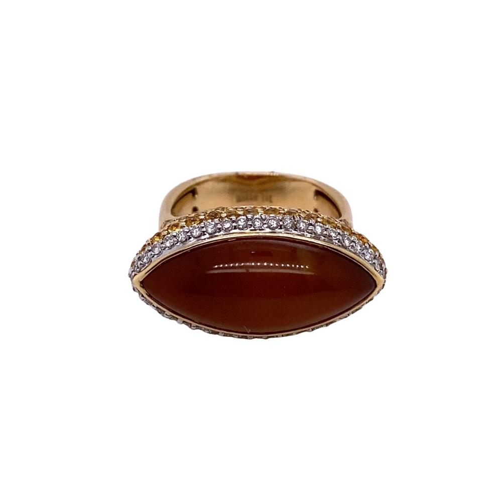 Agate with Yellow Sapphires and Dia Ring