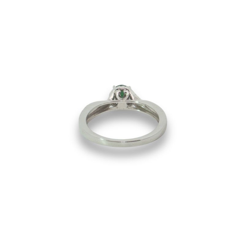 4.75mm Round Emerald Cluster Diamond Ring, 14kt White - Image 3