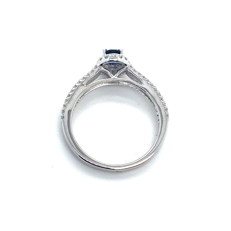 6x4mm Oval Sapphire and 0.33ct Diamond Halo Split Shank Ring - Image 3