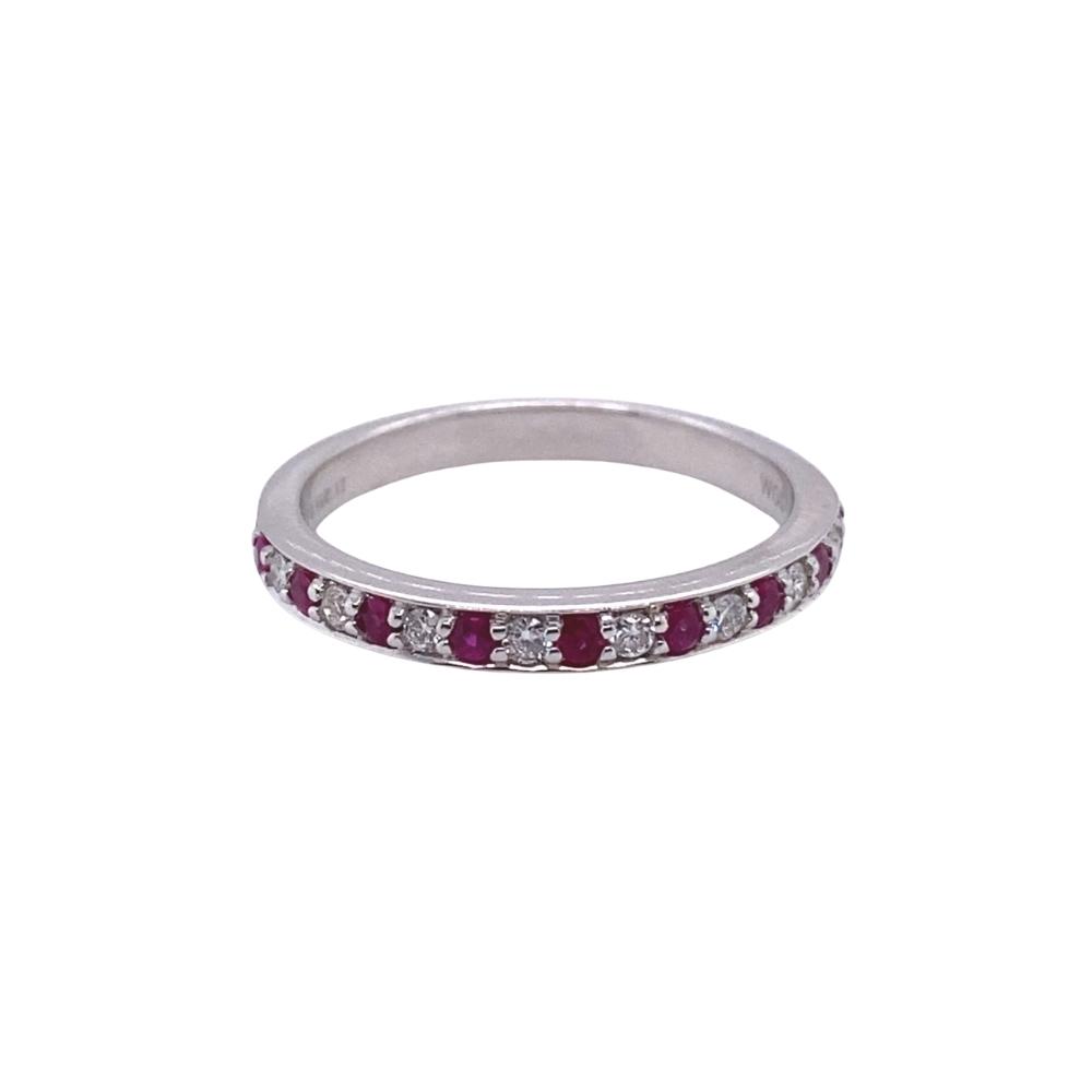 Alternating Ruby and Diamond Stackable Band, 0.24ctw