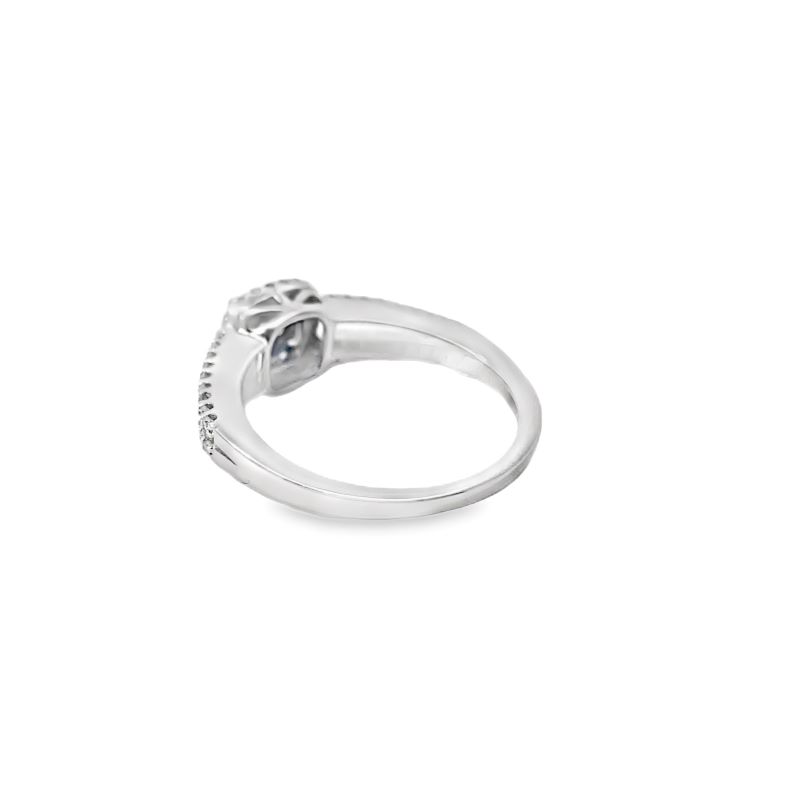 5mm Blue Sapphire and 0.25ctw Diamond Halo Split Shank Ring - Image 2