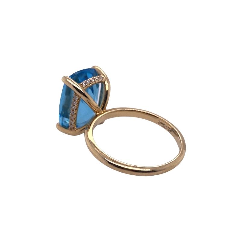 Elongated Cushion-Cut Blue Topaz Solitaire Ring, 8.65ctw - Image 2