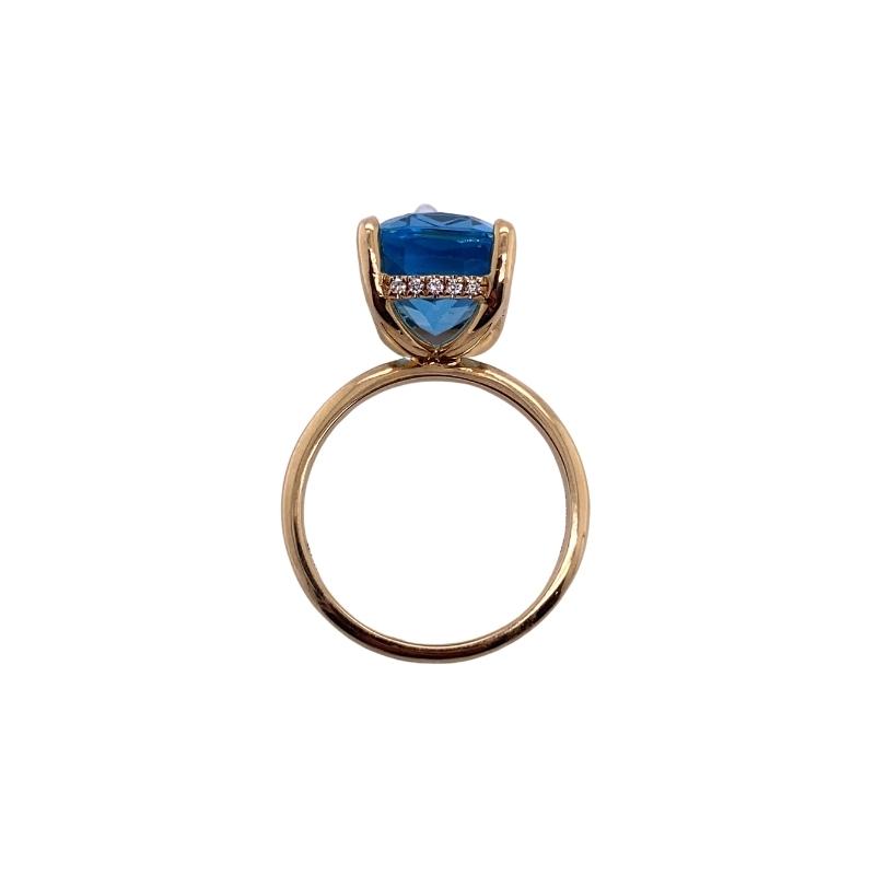 Elongated Cushion-Cut Blue Topaz Solitaire Ring, 8.65ctw - Image 3