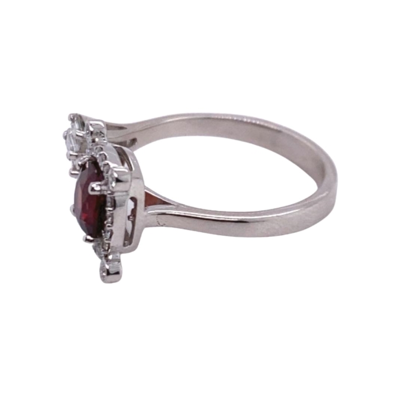 Open Dual Stone Garnet and Diamond Ring - Image 2