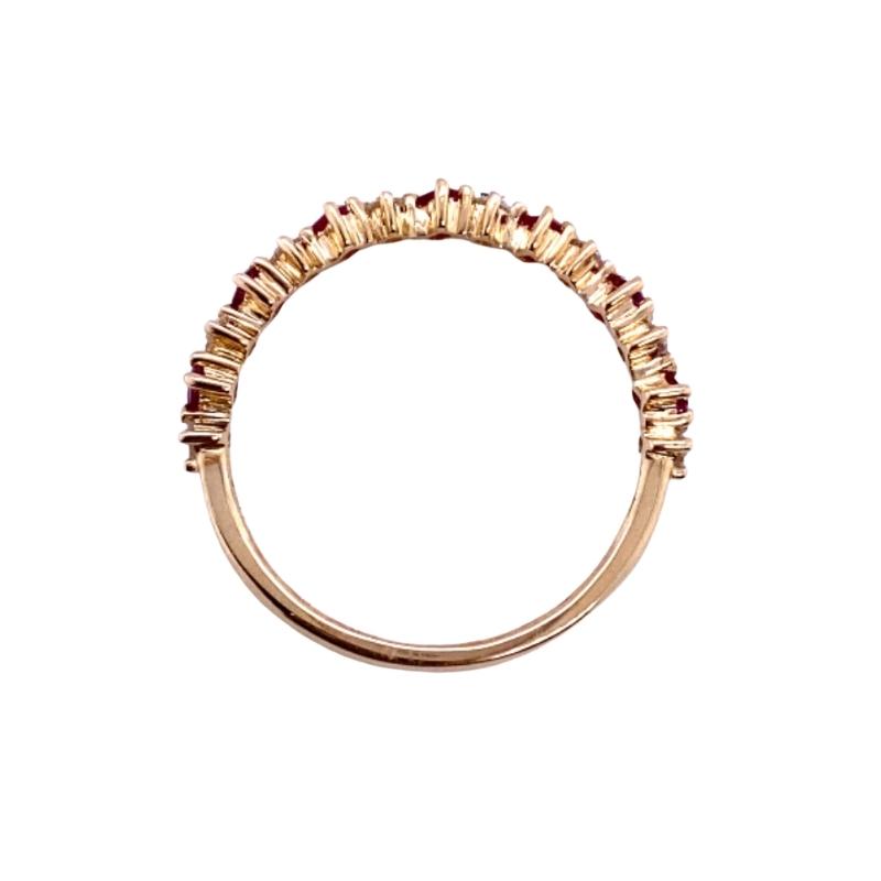 0.15ctw, Alternating Ruby and Diamond Stackable, 14kt Yellow Gold - Image 2
