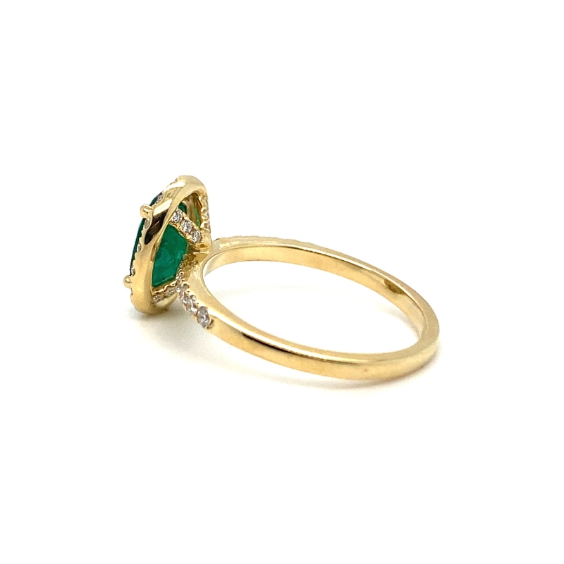 1.23ctw Oval Emerald Diamond Halo Fashion Ring, 14kt Yellow Gold - Image 2