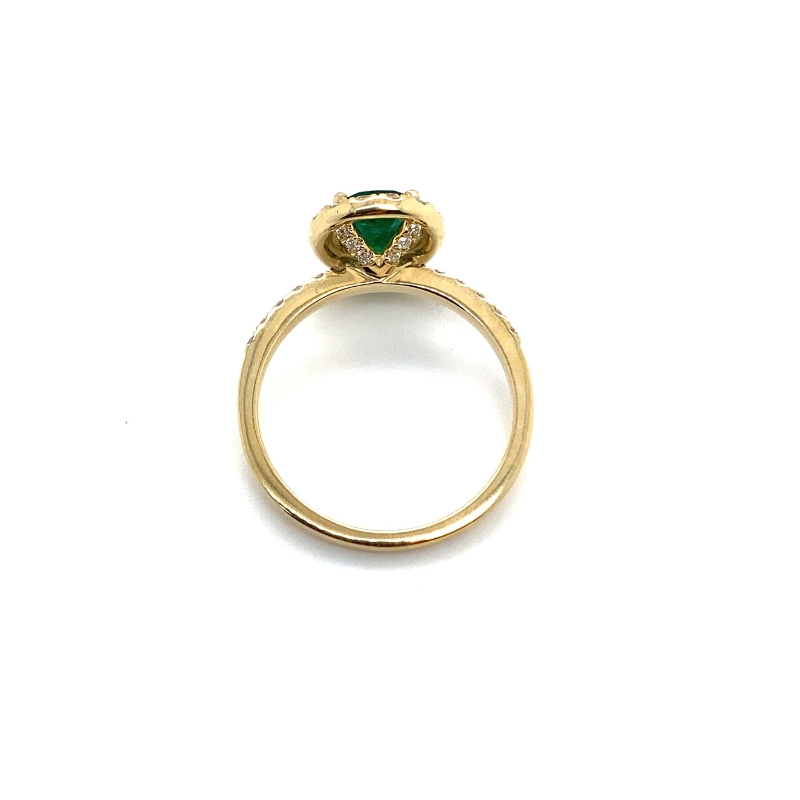 1.23ctw Oval Emerald Diamond Halo Fashion Ring, 14kt Yellow Gold - Image 3