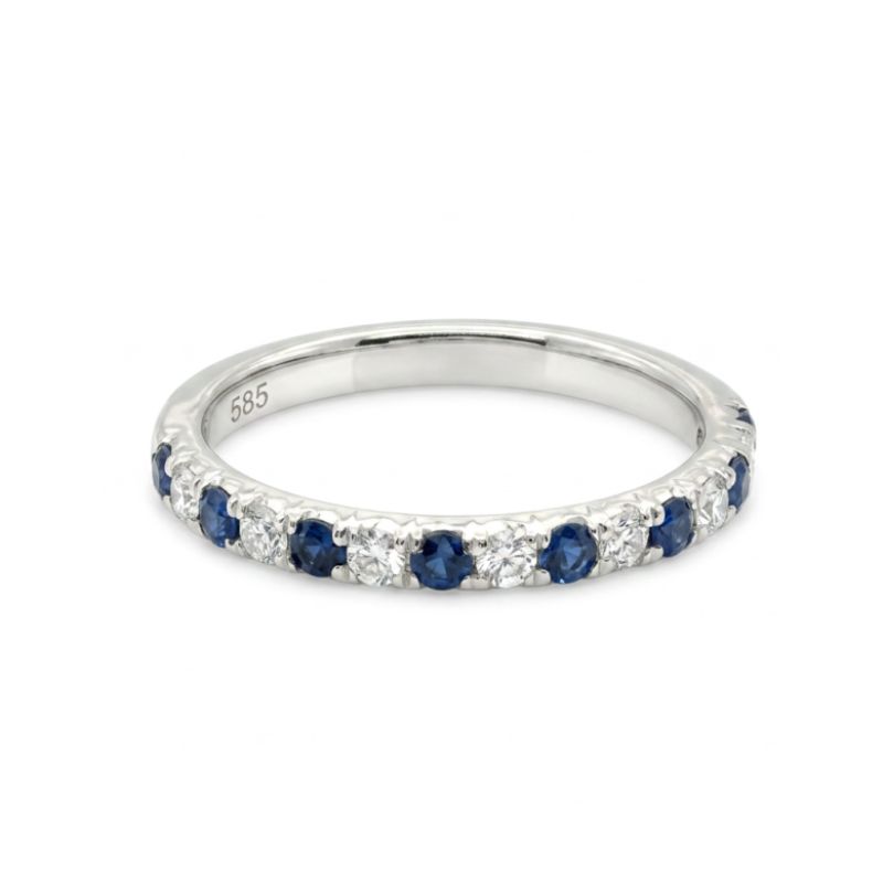Alternating Diamond and Emerald 0.50ctw Band, 14kt Yellow