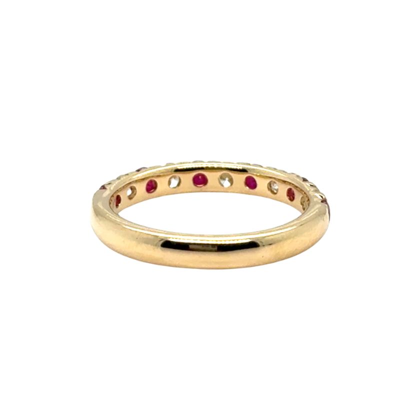 1.00ctw Alternating Diamond and Ruby Band, 14kt Yellow Gold - Image 2