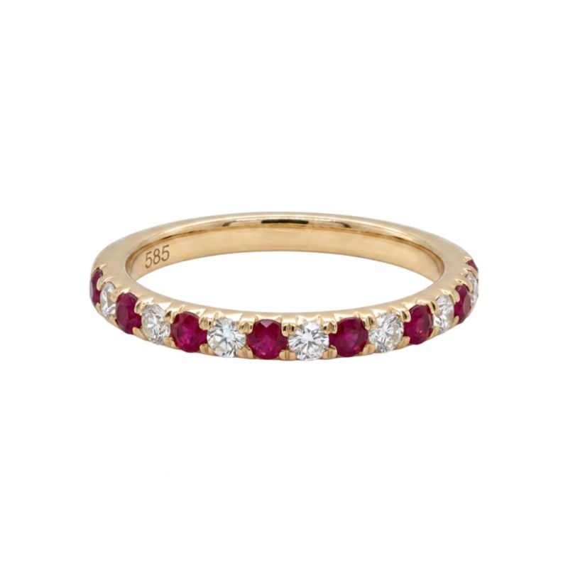 Alternating Diamond and Ruby 0.50ctw Band, 14kt Yellow