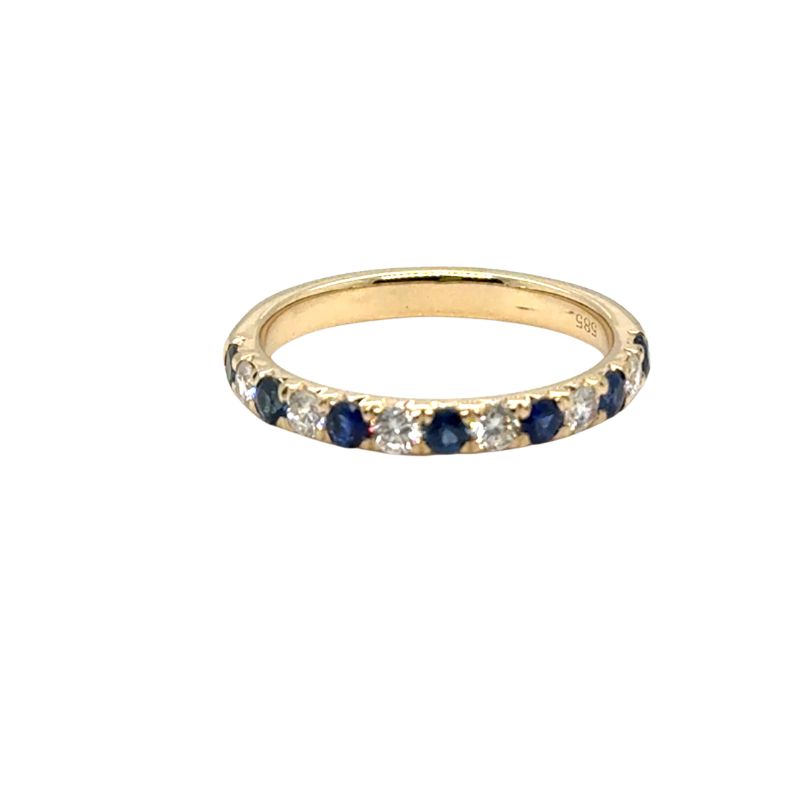 0.75ctw Alternating Diamond and Sapphire Band, 14kt Gold