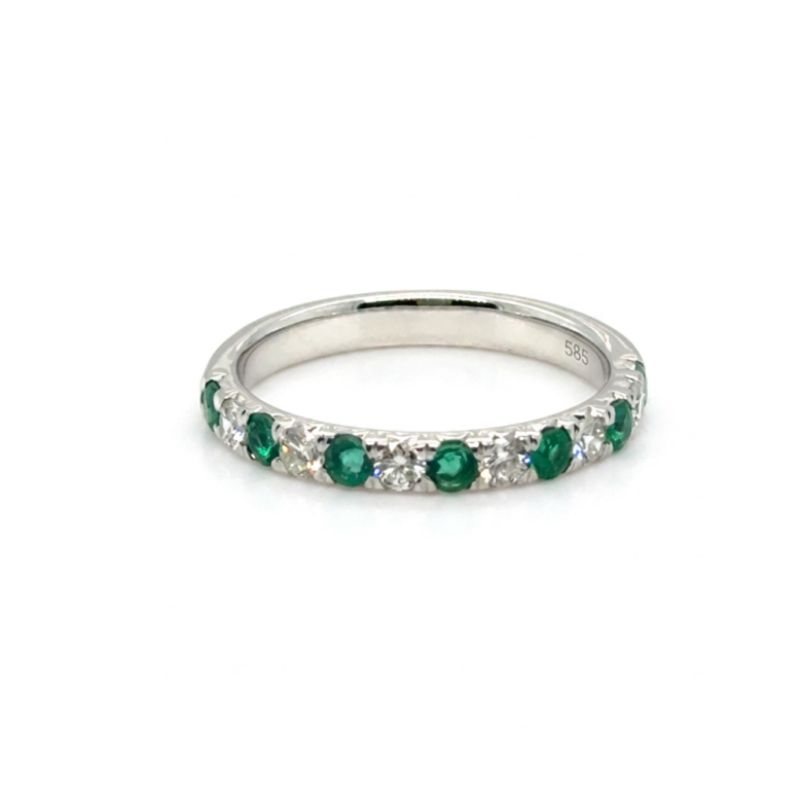 0.75ctw Alternating Diamond and Emerald Band, 14kt Gold