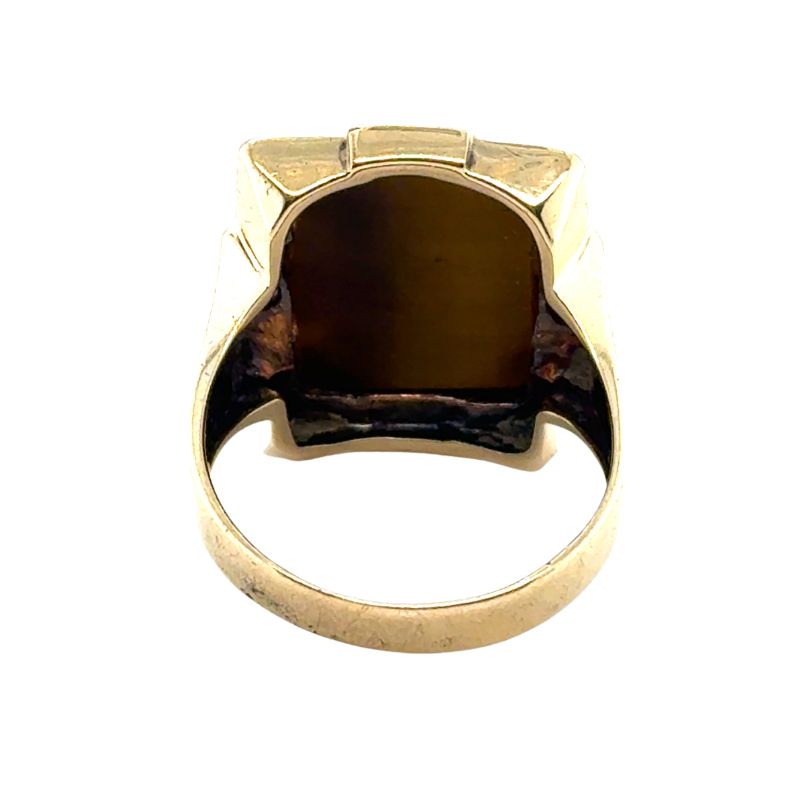 Vintge Tiger Eye Roman Ring, 10kt Yellow - Image 2