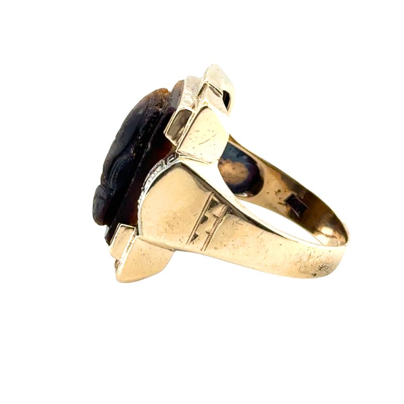 Vintge Tiger Eye Roman Ring, 10kt Yellow - Image 3
