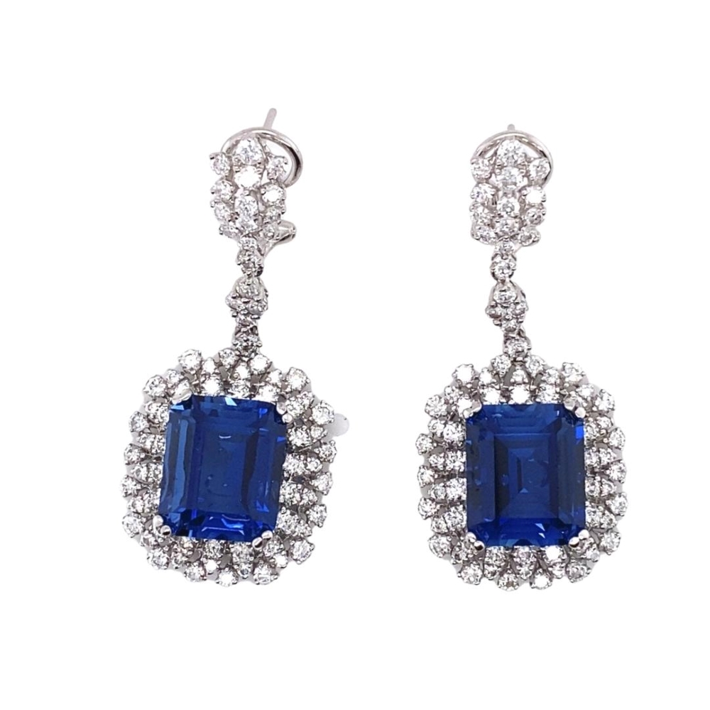 12x10mm Sapphire 3.50ct Diamond Drop Earring