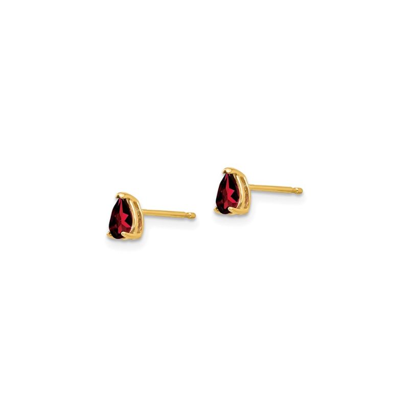 14kt Yellow Gold, Pear Garnet Earrings - Image 2