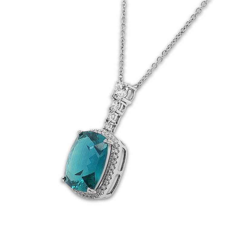 26ct Lab Grown Parti Sapphire on 2.00ct Drop Pendant, 14kt White - Image 2