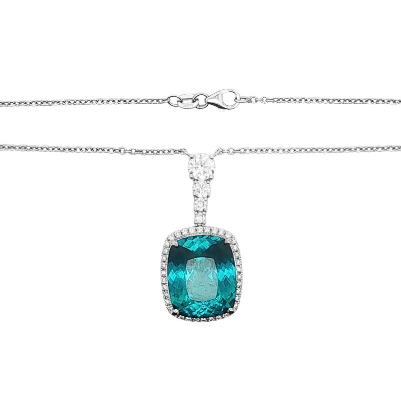 26ct Lab Grown Parti Sapphire on 2.00ct Drop Pendant, 14kt White - Image 3