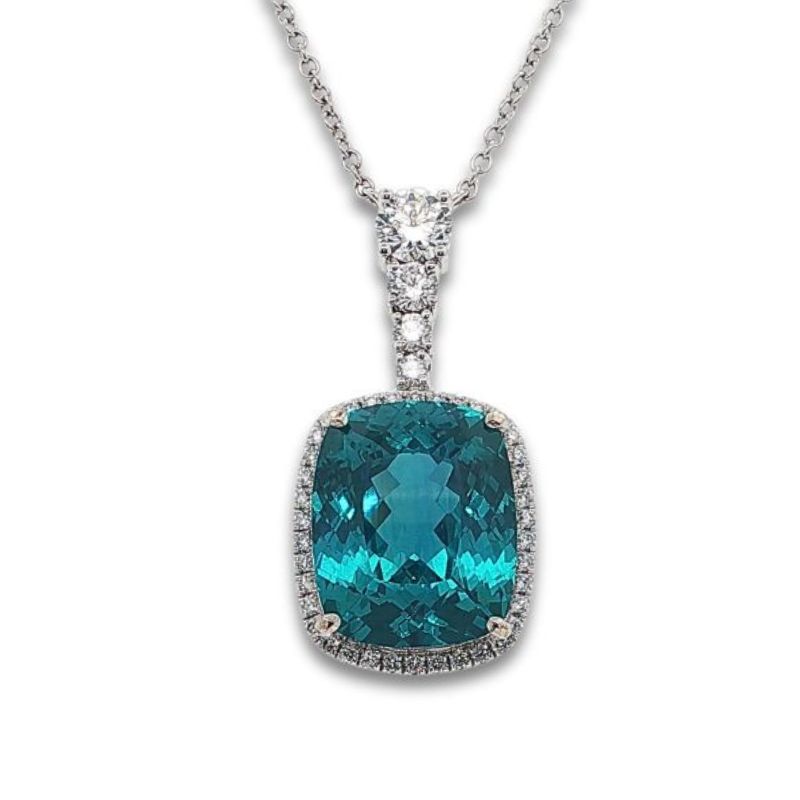 26ct Lab Grown Parti Sapphire on 2.00ct Drop Pendant, 14kt White