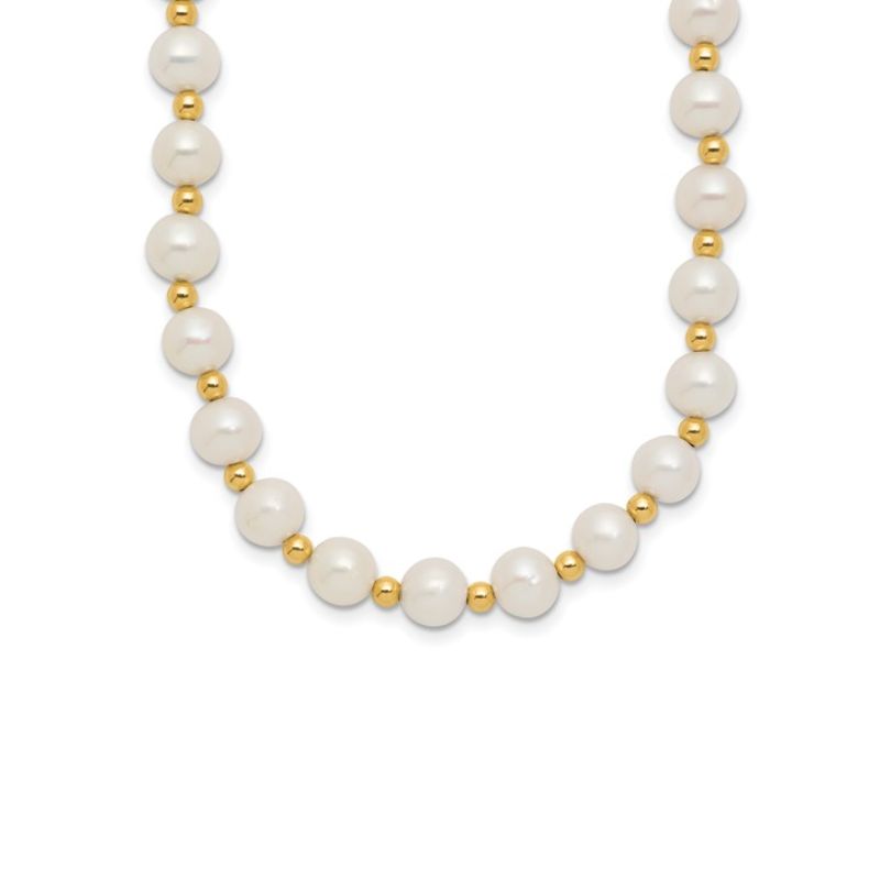14kt Yellow Gold White Cultured Pearl Beaded Bracelet - Image 2