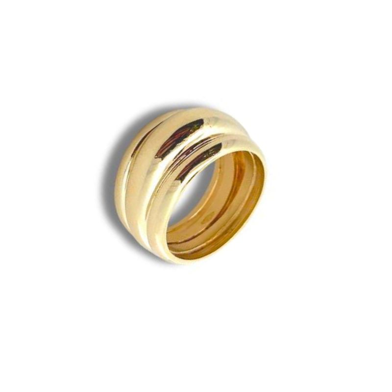 12mm Wide 3 Dome Band, 14kt Yellow Gold - Image 2
