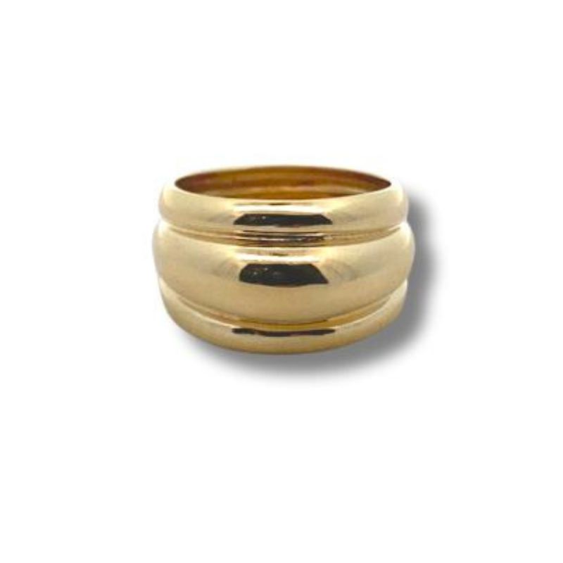 12mm Wide 3 Dome Band, 14kt Yellow Gold