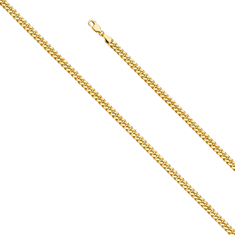 4.5mm Wide Hollow Miami Cuban Chain, 14kt Yellow