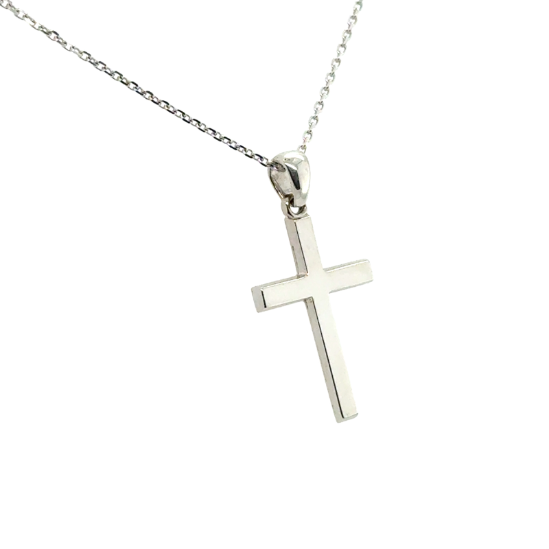 2.0mm Solid Small Cross, 14kt White