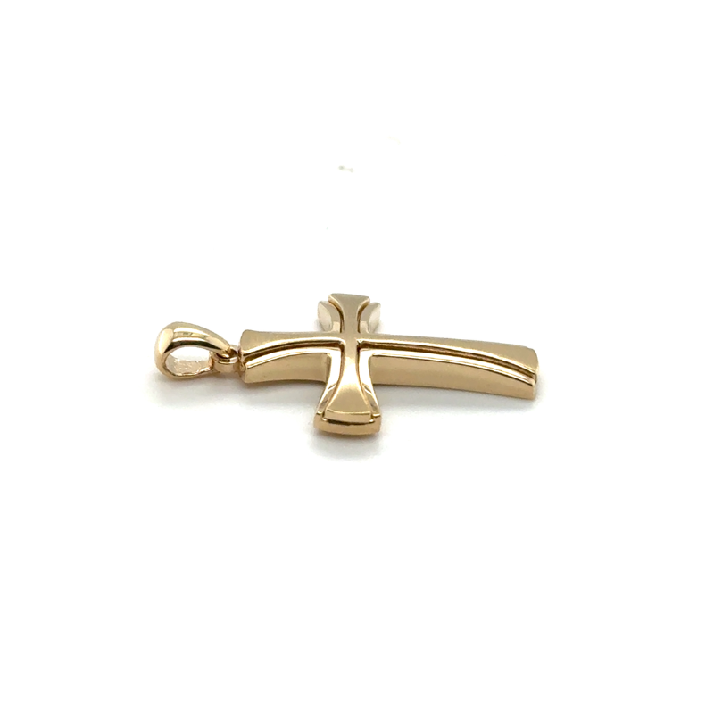 Medium Flared Bi Level Cross, 14kt Yellow Gold - Image 4