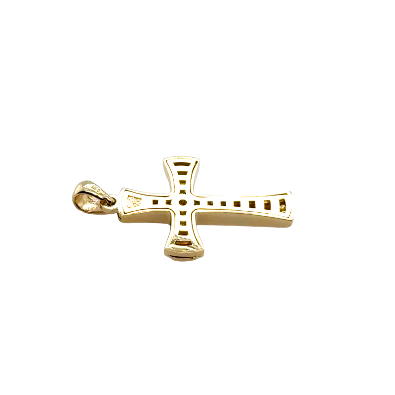 Medium Flared Bi Level Cross, 14kt Yellow Gold - Image 5