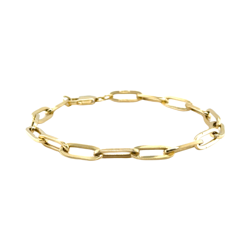 13.5mm Oval Paperclip Bracelet, 14kt Yellow