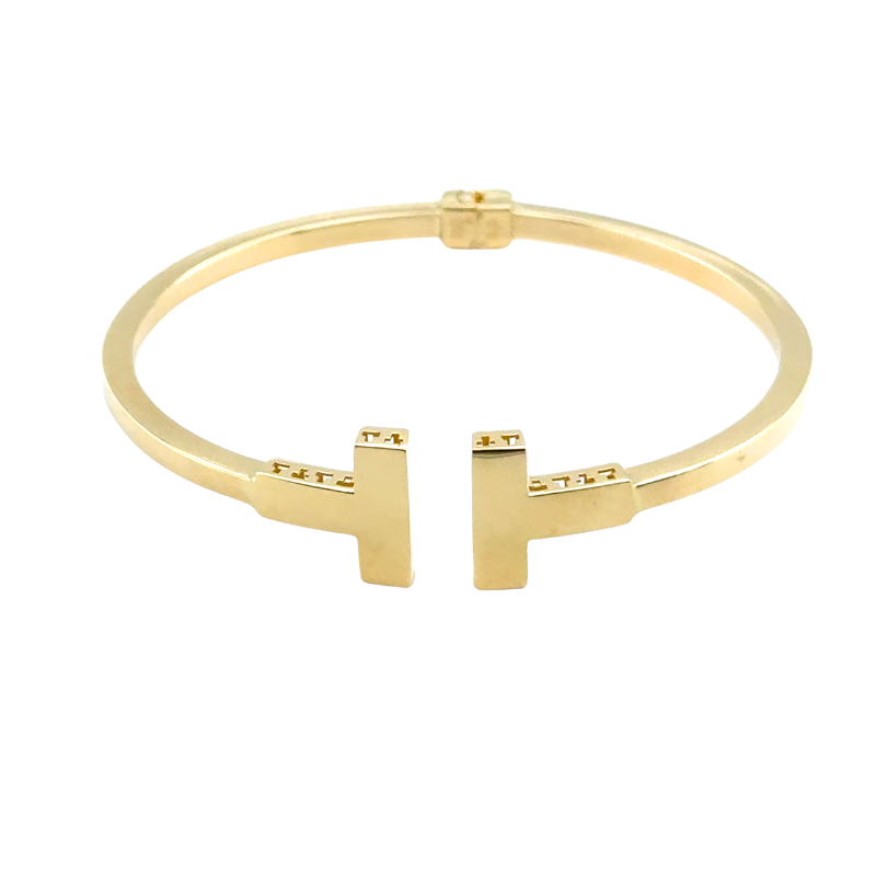 Polished T Bangle, 18kt Yellow