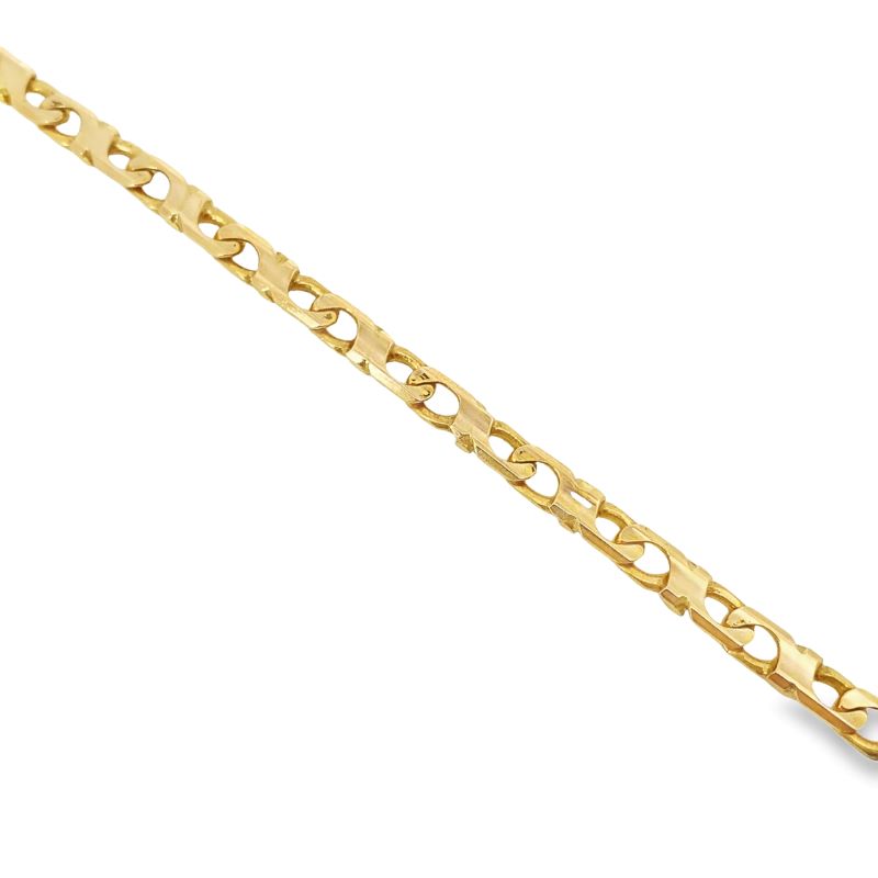 8~22 Flat Hand Mand Chain Bracelet in 14K Yellow Gold (4MM) - Image 2