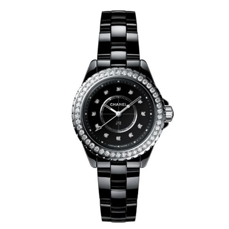 Chanel J12 33mm Black Ceramic Diamond Bezel, H3108 & H6419