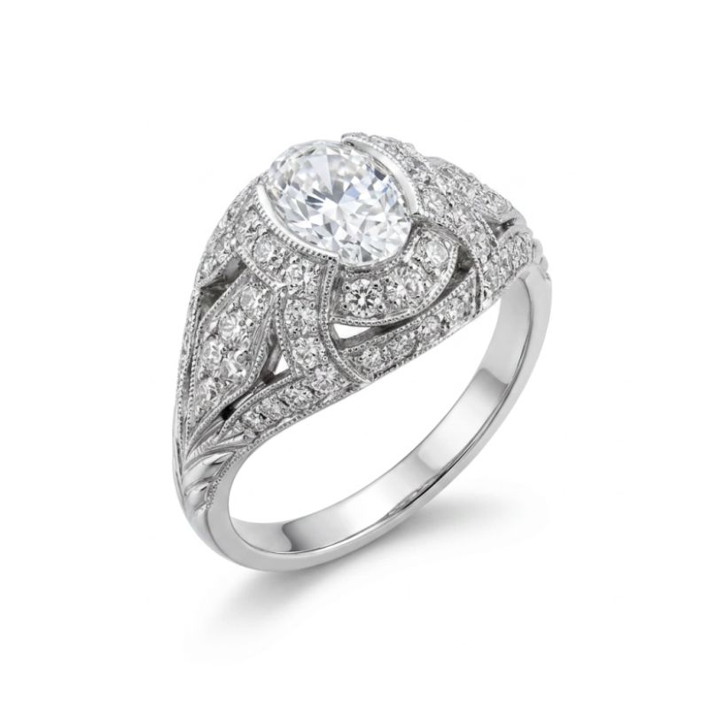 Deco Inspired Oval Engagement Ring - Image 2