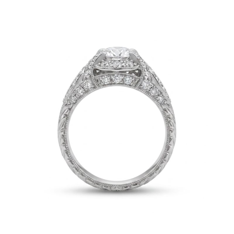 Deco Inspired Oval Engagement Ring - Image 3
