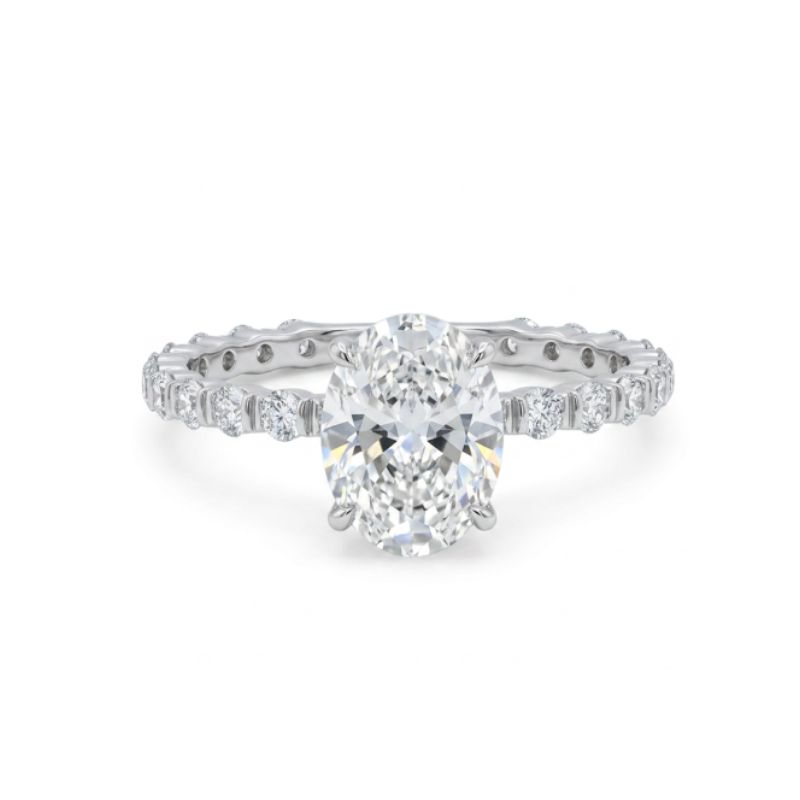 Timeless Bridal Split Line Engagement with 1.50ct Oval Center, 14kt