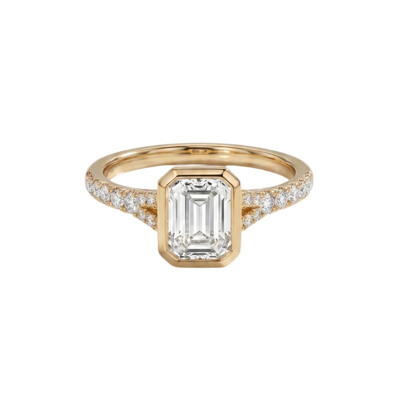 2.30ctw Split Shank Bezel Set Engagement Ring, Lab Grown