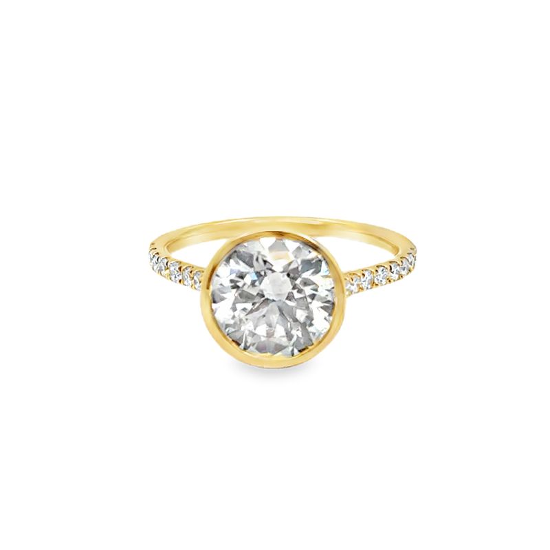 3.20ctw Bezel Set Engagement, 14kt Yellow