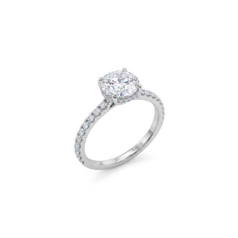 Thin Diamond Engagement with Diamond Basket 1.75ctw, 14kt White