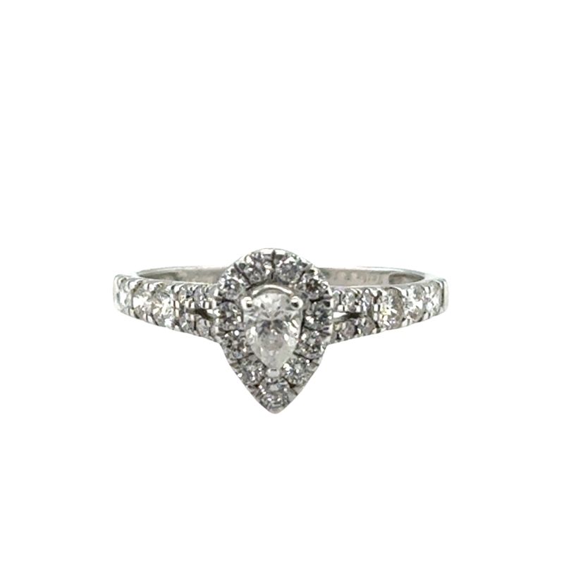 Tasha R 0.75ct Pear Shape Halo Engagement, 14kt White