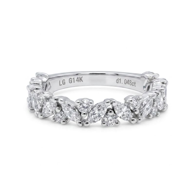 Zig Zag Marquise Diamond Band with Rounds 1.10ctw